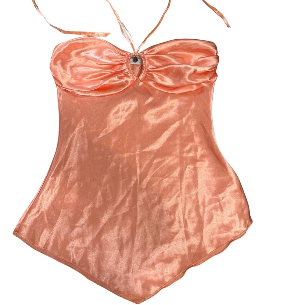Charlotte Russe satin orange halter top small